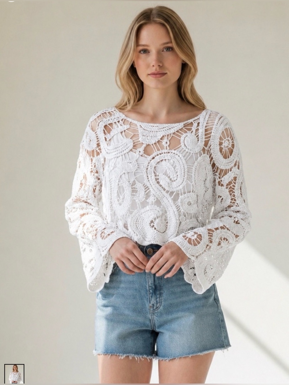 NWT Miracle Crochet Boho Lace Top ~ White